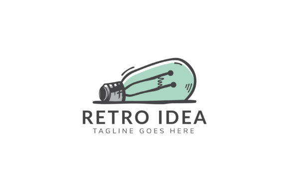 Retro Idea Blub Lamp Down Logo