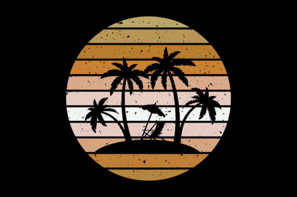 Retro Sunset Palm Tree, Nativity, Baby