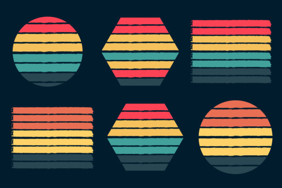 Retro Sunset Vintage Background 6 Bundle