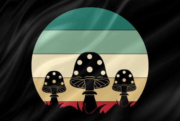 Retro Vintage Sunset Mushroom Clipart
