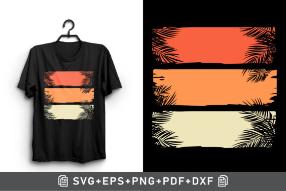 Retro Vintage Sunset Palm Tree Clipart