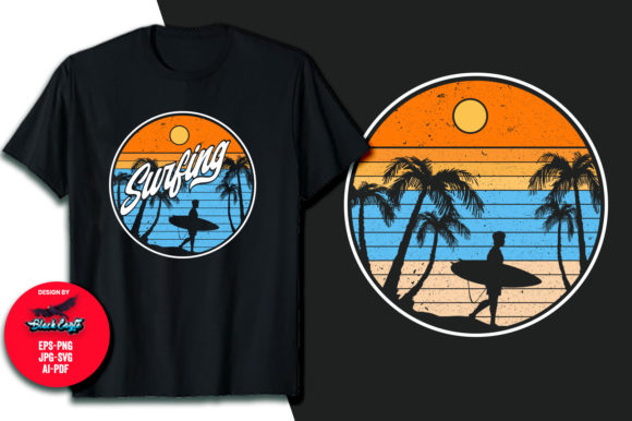 Surfing Retro Vintage T-Shirt Design