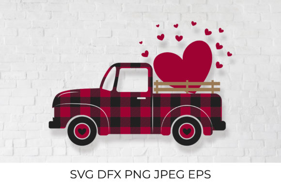 Valentines Retro Truck. Vintage Pickup