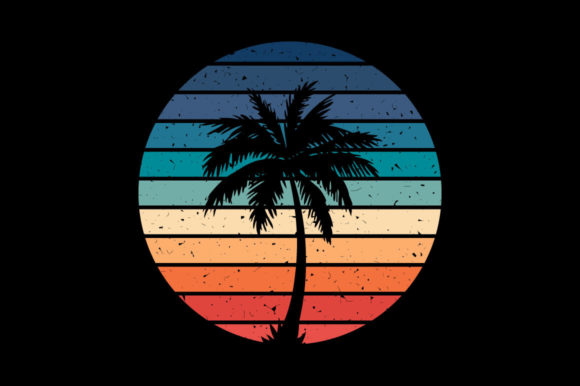 Vintage Retro Sunset Christmas Tree