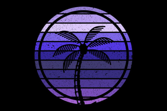 Vintage Retro Sunset Palm Tree, Boho